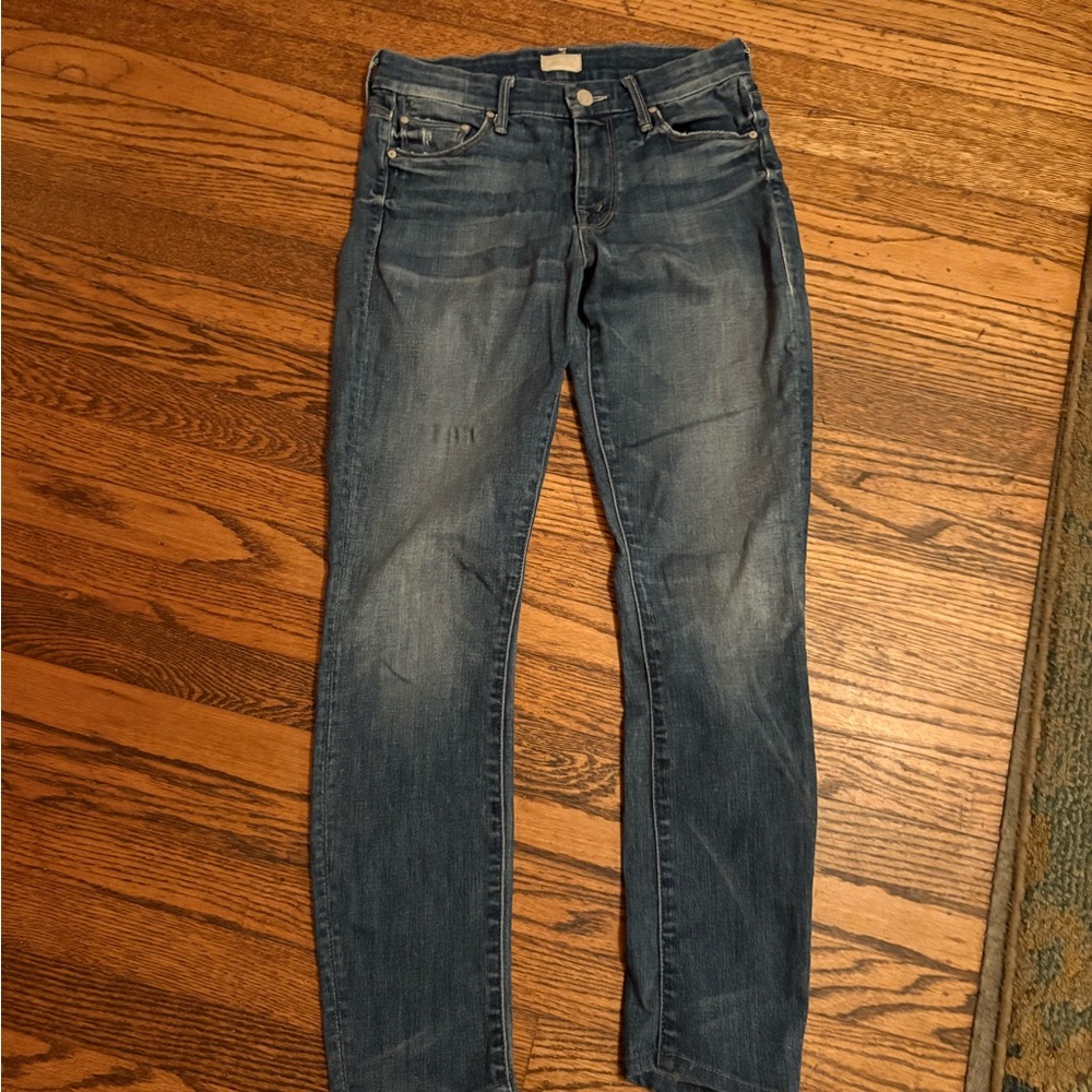 MOTHER Straight Leg Jeans in Medium Blue Wash